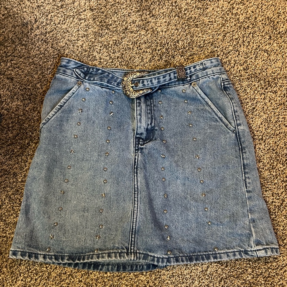 Rock & Roll Denim Skirt - Picture 1 of 6